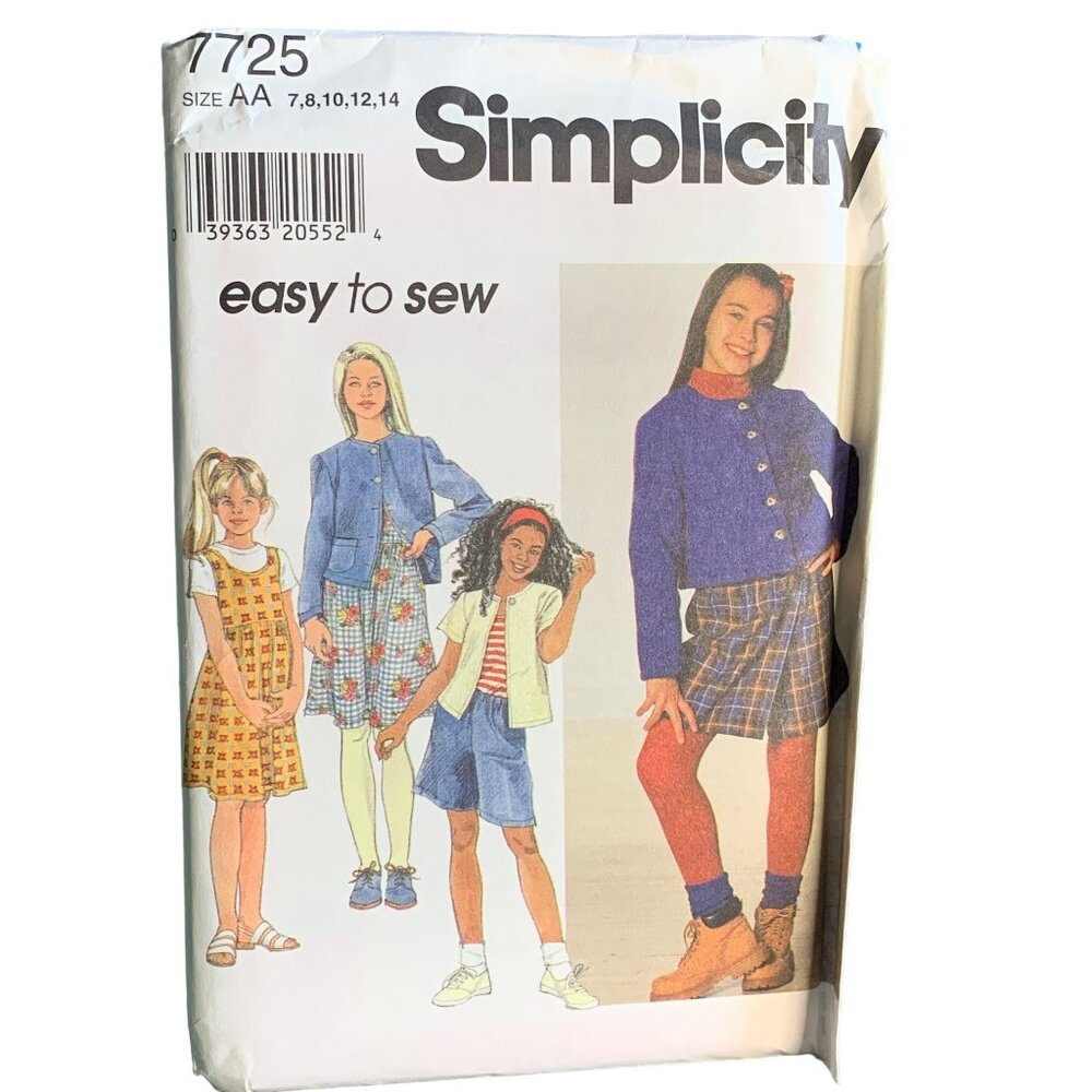 Simplicity Girls Dress Jumper Jacket Skirt Sewing Pattern  7725 Size 7 8 10 12 1